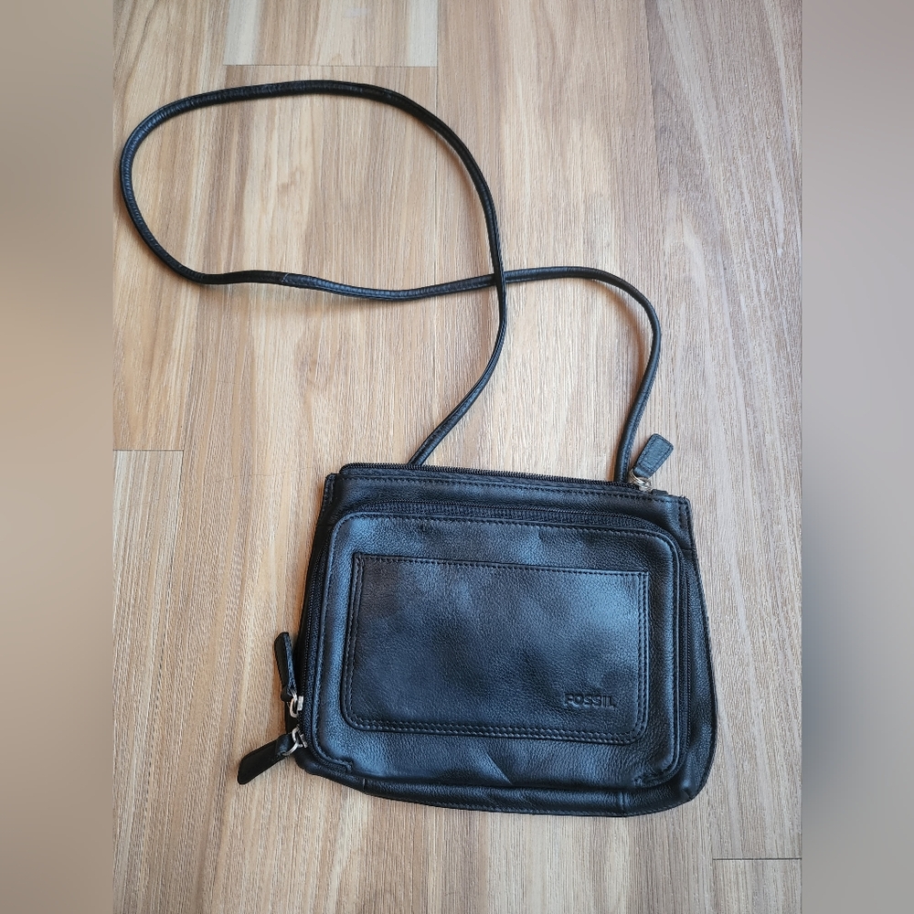 Small black leather purse fossil purse